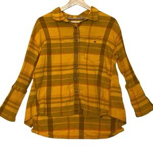 Prana Fillary Plaid Flannel Button Up Shirt Womens S Western Outdoor Rustic Boho